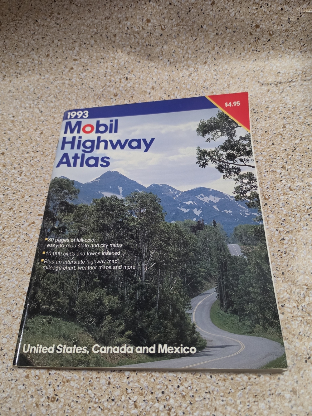 Vintage 1993 Mobil Highway Atlas - USA Canada Mexico - Retro Travel Prop